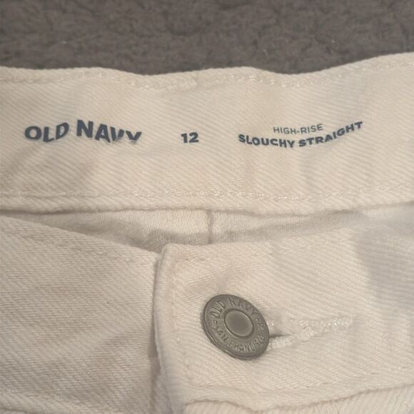 Old Navy White Slouchy Straight High Rise Jeans Size 12 - Picture 4 of 5